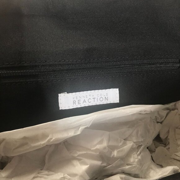 Kenneth Cole Signature Monogram Navy Blue Cruise Dome Satchel Purse Handbag Bag - Picture 6 of 11